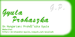 gyula prohaszka business card